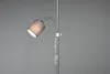 A close-up shot of a silver floor lamp with a gray fabric shade and a flexible arm. Náhľad obrázku produktu