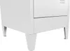 Close-up of the white metal legs of a locker. Produktbild-Vorschau