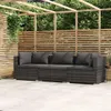 vidaXL Pohovka pro 3 osoby s polštářem Grey Poly Rattan Náhled obrázku produktu 2