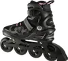 A black and pink inline skate is shown against a white background. Voir les images du produit