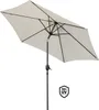 A cream-colored rectangular umbrella with a gray pole, shown against a white background. Produktbild-Vorschau