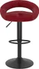A single red velvet bar stool with a black base and stem, shown from the front. Náhled obrázku produktu