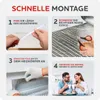 A collage of four images demonstrating the installation of radiator foil. Produktbild-Vorschau