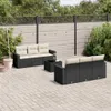 Design 7-tlg. Garten-Sofagarnitur mit Kissen Schwarz Poly Produktbild-Vorschau 1
