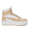 A single Puma Karmen Rebelle Mid sneaker in white and light sand colorway is shown against a white background. Produktbild-Vorschau