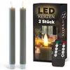 Stabkerzen LED mit Timer TAUPE GRAU 2er indoor mit Timer Produktbild-Vorschau 1