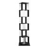 A tall, black, rotating bookshelf with six levels, shown against a white background. Produktbild-Vorschau