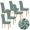 Stuhlhussen - 6 Stück - Mintgrün Jacquard - Universeller Produktbild-Vorschau 1