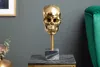 Elegante Skulptur SKULL 35cm gold Totenkopf mit Marmorfuß Produktbild-Vorschau 2