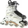 Two pairs of inline skates, one white and one black, are shown against a white background. Náhľad obrázku produktu