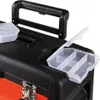 A close-up view of the top section of a toolbox, showing an open compartment with dividers. Produktbild-Vorschau