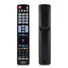 A black remote control is shown from the front and back against a white background. Produktbild-Vorschau