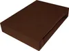 A brown fitted sheet is shown from a slightly elevated angle against a white background. Produktbild-Vorschau