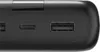 Close-up view of the ports on a black power bank. Voir les images du produit