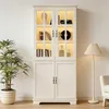 Merax Hochschrank mit LED und Glastüren, Vitrine Produktbild-Vorschau 2