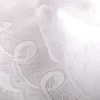A close-up view of white lace fabric with a floral pattern. Produktbild-Vorschau