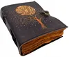 Cahier en cuir vintage, motif "Arbre et Lune", 200 pages, Voir les images du produit 2