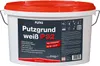 A white plastic bucket with a red lid, containing a product labeled 'Putzgrund weiß P32'. The label has text and icons. Produktbild-Vorschau