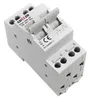 A white electrical switch with labels and connection terminals. Produktbild-Vorschau