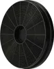 A black circular charcoal filter for a range hood. Produktbild-Vorschau