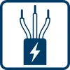 A graphic illustration of electrical wires with a lightning bolt symbol. Voir les images du produit