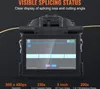 A close-up of a fiber optic fusion splicer with its screen displaying splicing information. Anteprima dell’immagine prodotto