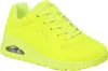 A bright yellow Skechers sneaker is shown from a side angle against a white background. Voir les images du produit