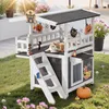 VEVOR Katzenhaus Outdoor, 2-stöckiger Katzenunterstand aus Produktbild-Vorschau 8