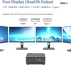 A mini PC connected to multiple monitors, showcasing its display capabilities. Produktbild-Vorschau