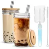 2er 24OZ Bubble Tea Becher Trinkgläser Masongläser mit Produktbild-Vorschau 4