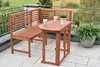 A wooden corner bench and table set on a balcony with plants. Produktbild-Vorschau