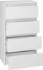 A white chest of drawers with four drawers, three of which are partially open. Produktbild-Vorschau