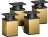 Four modern furniture feet with gold-colored bases and black adjustable tops are arranged in a group against a white background. Produktbild-Vorschau