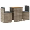 vidaXL 3-tlg. Bistro-Set mit Kissen Grau Poly Rattan Produktbild-Vorschau 1