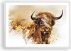 Gerahmtes Poster - Weißer Rahmen - Stier Scotch Aquarell - Produktbild-Vorschau 1