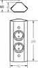 Technical drawing with dimensions of a corner power strip. Voir les images du produit