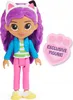 A doll with purple hair and cat ears, wearing a striped shirt, blue jacket, and pink pants, stands next to a pink heart-shaped graphic with paw prints and text. Anteprima dell’immagine prodotto