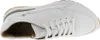 A white leather sneaker with white laces and a brown sole, shown from a top-down perspective. Produktbild-Vorschau