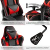 A collage of four images showcasing different features of a gaming chair. Produktbild-Vorschau