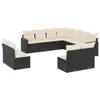 vidaXL 11-tlg. Garten-Sofagarnitur mit Kissen Schwarz Poly Produktbild-Vorschau 1