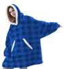 Verk 24558 Oversized tv-hoodie met ruitjesmotief, blauw Productafbeelding-voorbeeld 2
