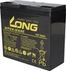 A black battery with yellow text and logos on a white background. Podgląd zdjęcia produktu