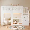 Flieks Etagenbett 90x200cm mit Led, Kinderbett Hausbett mit Produktbild-Vorschau 2