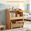 COSTWAY drielaags kinderrek met lade op wielen, houten Productafbeelding-voorbeeld 4