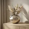 WOHNLING Tischvase Aluminium 30cm Silber Dekovase rund Produktbild-Vorschau 2