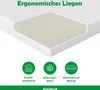 A cutaway view of a mattress showing its foam core, with icons and text highlighting its features. Produktbild-Vorschau