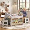 COSTWAY Kindertisch mit 2 Stühlen, Kindersitzgruppe, 4 in 1 Produktbild-Vorschau 2