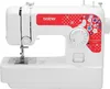 A white Brother sewing machine with a red decorative panel featuring flowers and a bird. Náhled obrázku produktu