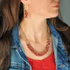 Steuer Modeschmuck Schmuckset Metall 56cm Rot Glasstein Produktbild-Vorschau 5