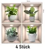 GKA 4 Stück 3D Wandtattoo Grünpflanzen A1 Blumen LED-Licht Produktbild-Vorschau 4